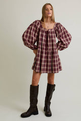 FLANNEL MINI DRESS XS