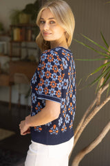 Floral Abstract Knit Top M