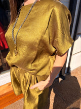 Olive round neck short sleeve top