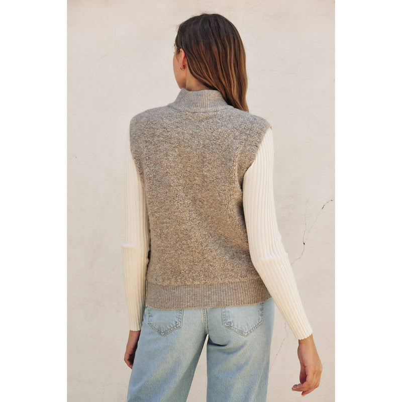 Sherpa and Puff Contrast Vest (1): CREAM OAT