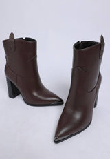 Hatter Pointed Toe Faux Leather Boots: Black / US-8.5 / UK-6.5 / EU-39.5