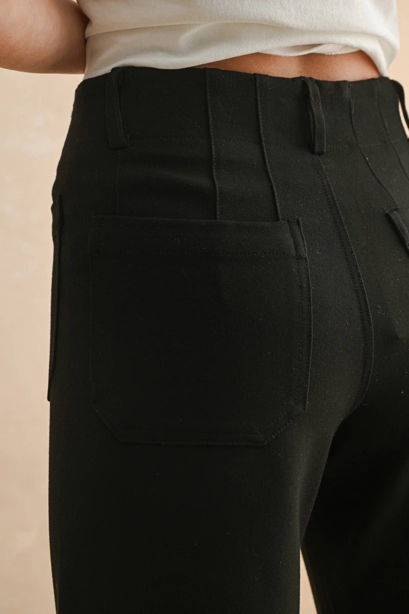 MMP1745   2 POCKETS PONTE PANTS: BLACK / L