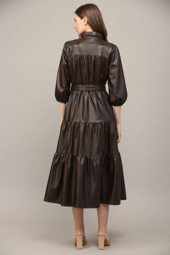 TIERED MIDI DRESS: ECRU / M