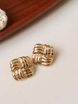 Luella 18K Gold Non-Tarnish Textured Knot Stud Earring: Yellow Gold