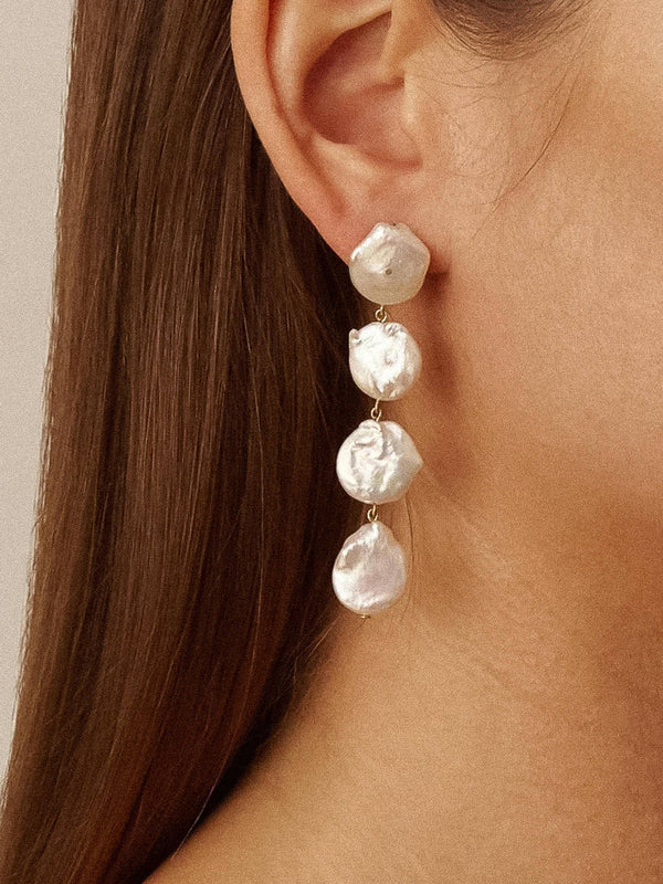 Héloïse 18K Non-Tarnish Pearl Drop Earring: Yellow Gold