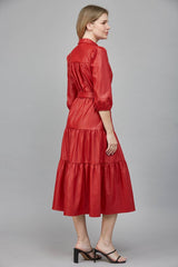 TIERED MIDI DRESS: ECRU / M