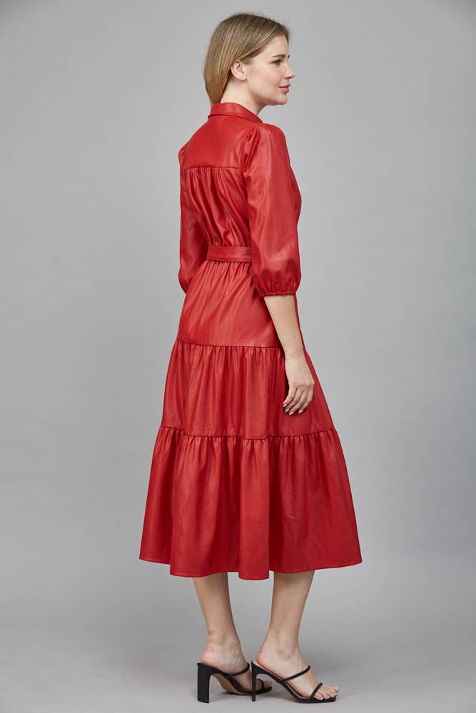 TIERED MIDI DRESS: ECRU / M