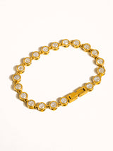 Amity 18K Gold Non-Tarnish Round Rhinestone Bracelet: Yellow Gold