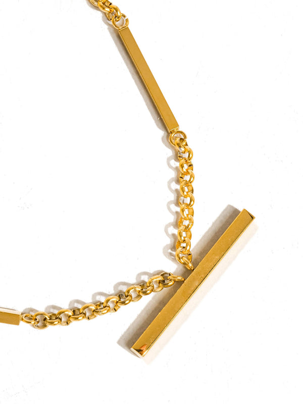 Eli 18K Gold Non-Tarnish Flat Chain Choker: Yellow Gold