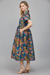 MIDI DRESS: ARMY GREEN MULTI / M