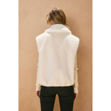 Wind Whispers Faux Fur Collared Vest: BLACK