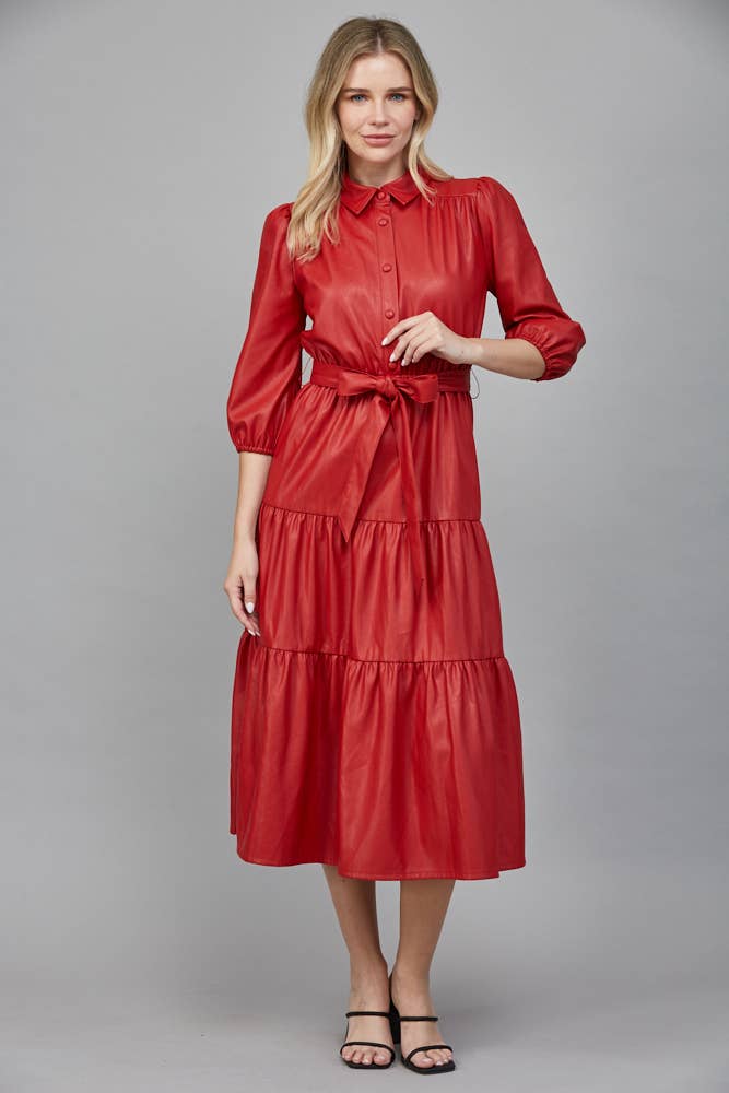 TIERED MIDI DRESS: ECRU / L