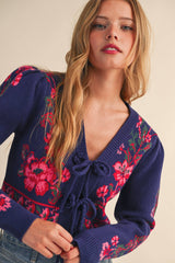 TIE-FRONT CARDIGAN: L