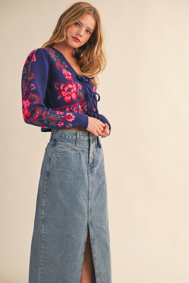 TIE-FRONT CARDIGAN: L