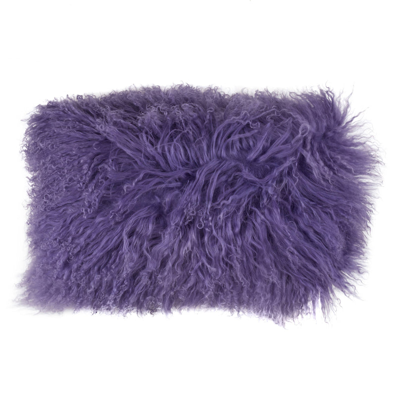 Mongolian Lamb Fur Pillow - Poly Filled: Ivory / Polyester Insert / 20"