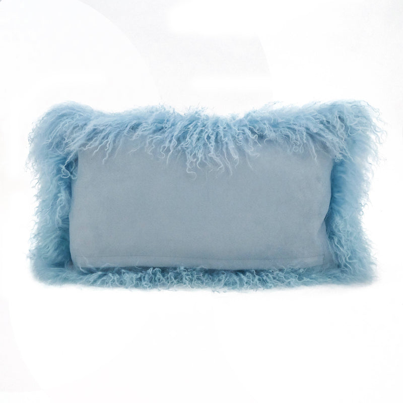 Mongolian Lamb Fur Pillow - Poly Filled: Oyster / Polyester Insert / 12"x20"