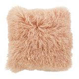 Mongolian Lamb Fur Pillow - Poly Filled: Ivory / Polyester Insert / 20"