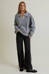 KNIT SWEATER TOP HEM DETAIL M