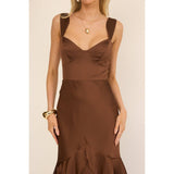 SLEEVELESS SWEETHEART MAXI DRESS / 64848J: COFFEE