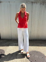 White Denim Wide Leg Pants
