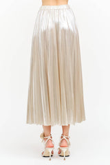 Alessandra Champagne Pleated Skirt M