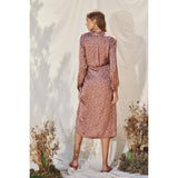 Ditsy Flower Midi Shirt Wrap Dress: ROSY TAUPE / S-M-L(2-2-2)