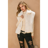 Wind Whispers Faux Fur Collared Vest: BLACK