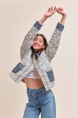 BANDANA PRINT JACKET: Navy / L
