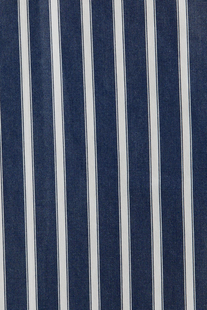 STRIPE LONG SLEEVE TIE TOP S