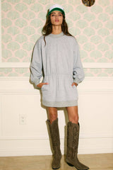 D4453 Practice Long-sleeve Terry Mini Dress: Grey / S-M-L (2-2-2)