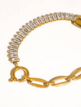 Benson 18K Gold Non-Tarnish Rhinestone Chain Bracelet: Yellow Gold