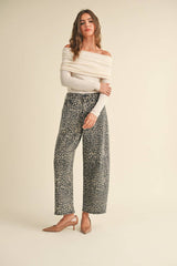 LEOPARD PRINT BARREL PANTS S