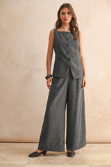 SQUARE NECK BUTTON FRONT VEST S