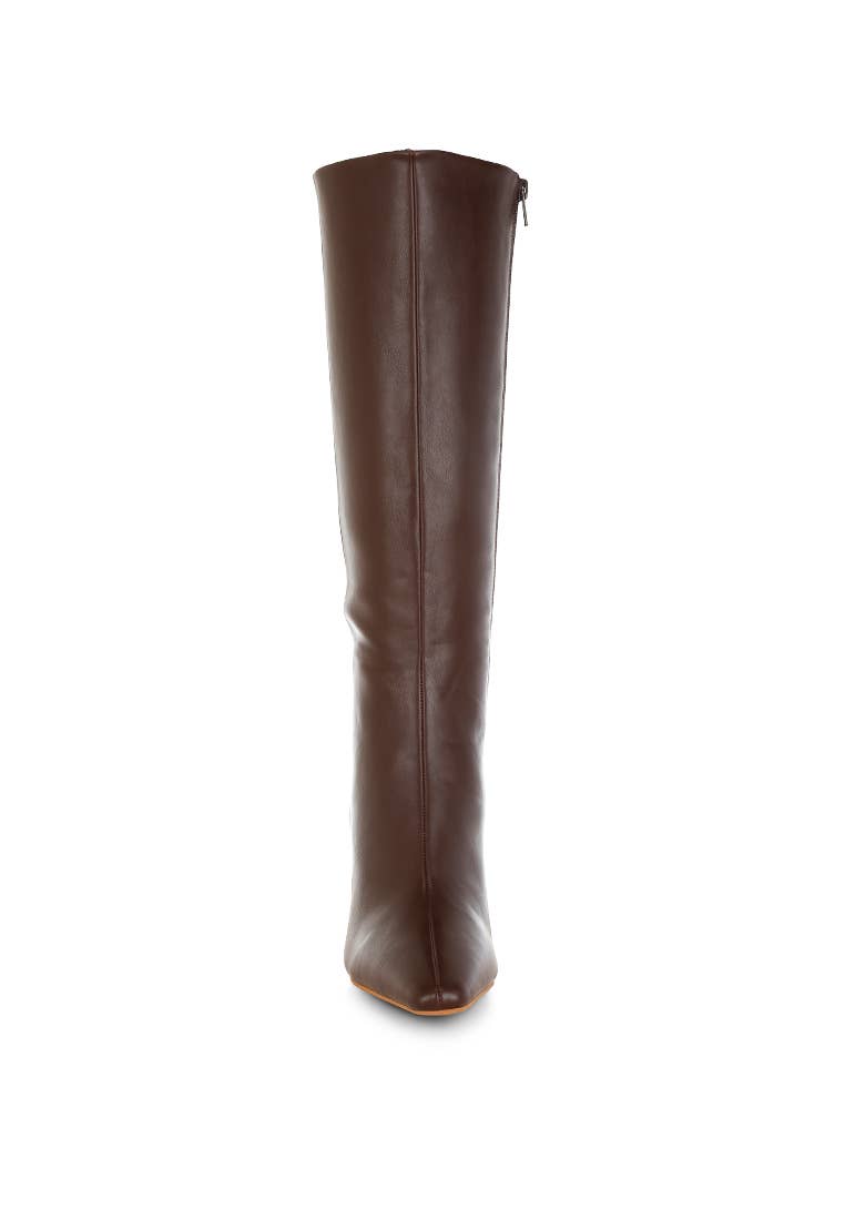 Skara Faux Leather Calf Boots: Black / US-7 / UK-5 / EU-38