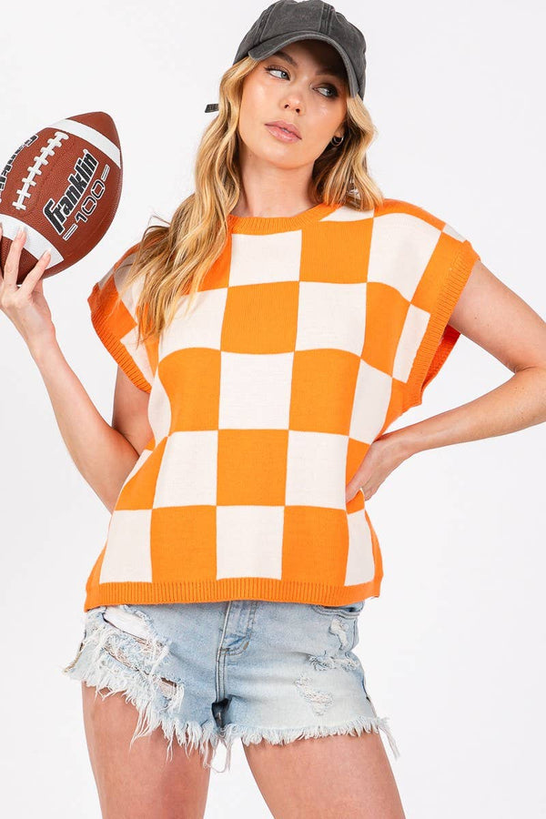 Checkered Game day Top S