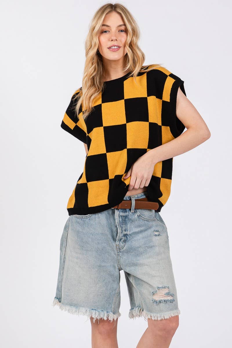 Checkered Game day Top S
