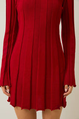 FLARE RIBBED SWEATER MINI DRESS S