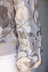 Floral Metallic Jacquard Bomber Jacket L