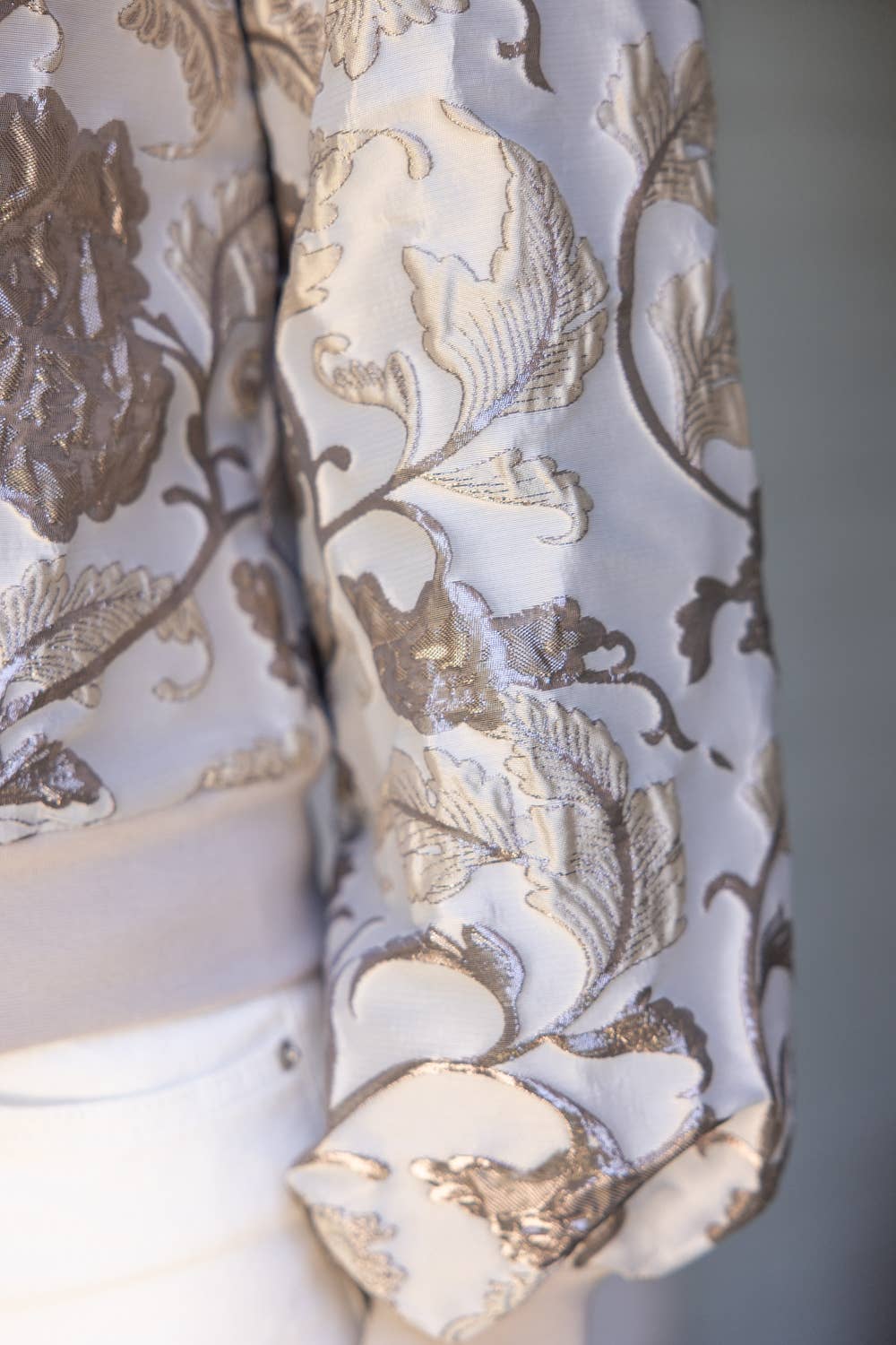 Floral Metallic Jacquard Bomber Jacket S
