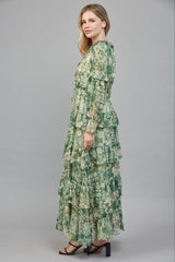 RUFFLE TIERED MAXI DRESS/ L