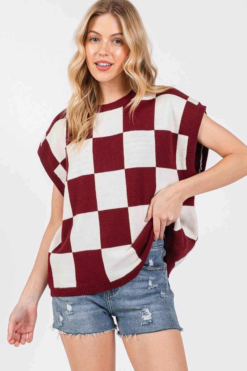 Checkered Game day Top S