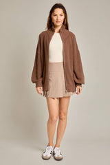 SWEATER CARDIGAN: Burgundy / S