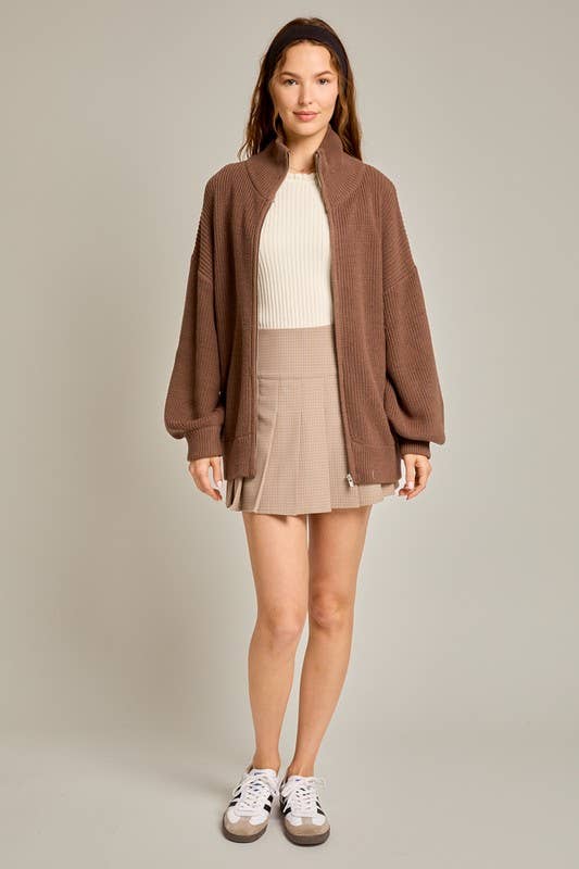 SWEATER CARDIGAN: Burgundy / S