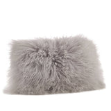 Mongolian Lamb Fur Pillow - Poly Filled: Oyster / Polyester Insert / 12"x20"