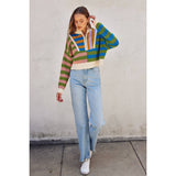 Colorburst Half Zip Collared Sweater: MORNING GLORY / S-M-L(3-2-1)