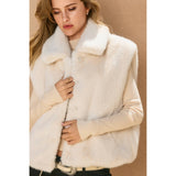 Wind Whispers Faux Fur Collared Vest: BLACK
