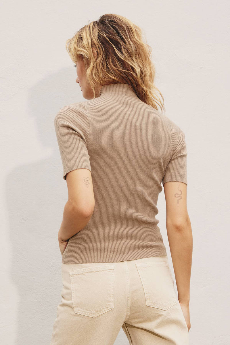 FW4762 Mock Neck Short Sleeve Sweater