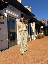 sage high waisted straight pants