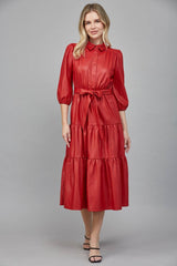 TIERED MIDI DRESS: ECRU / L