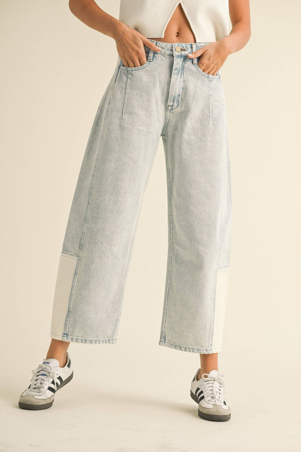 BARREL DENIM PANTS: LT BLUE / S